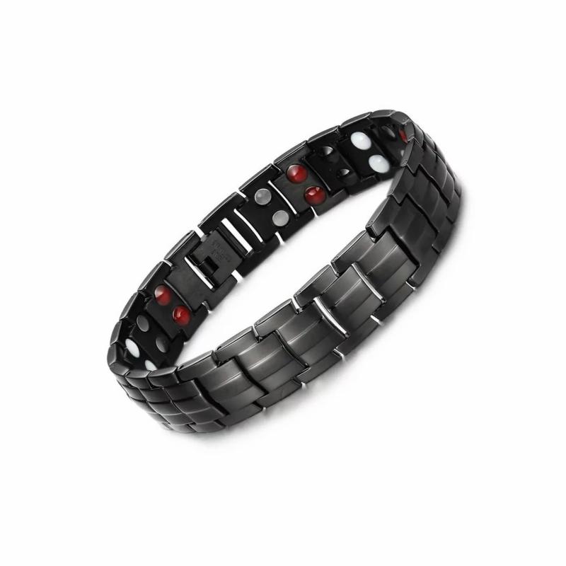 Bracelets / Curbs | Curb bracelet for men in black steel magnetic therapy 22cm Bracelets / Curbs Bracelets / Curbs