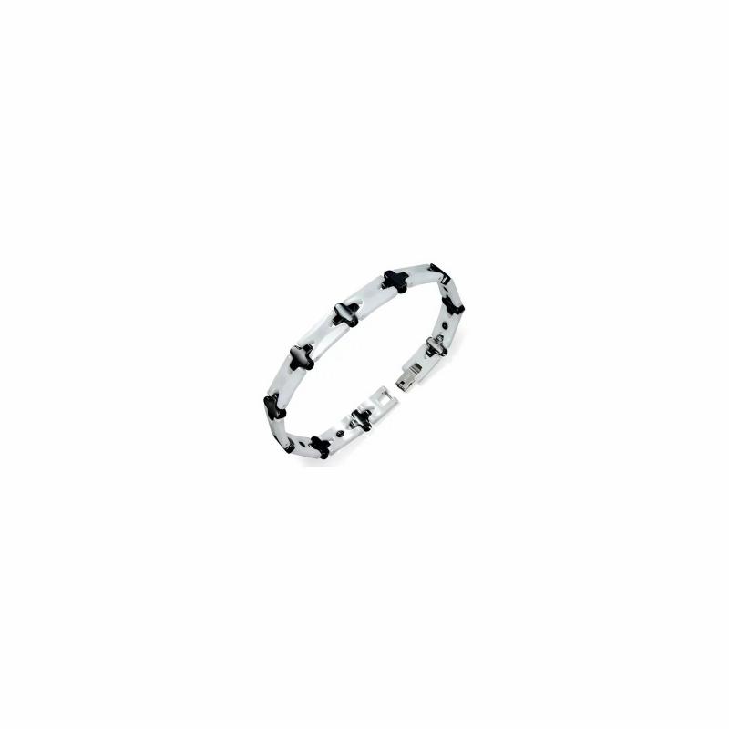 Bracelets/Anklets | Men’s black and white ceramic curb bracelet small wrist 19cm Bracelets / Curbs Bracelets / Curbs