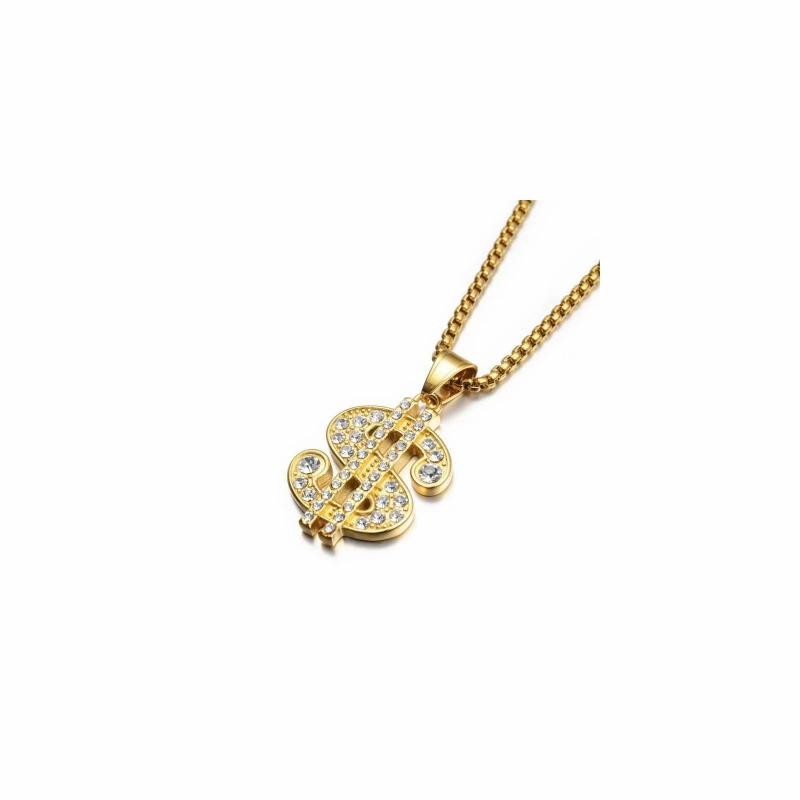 Chains / Necklaces | Men’s chain pendant stainless steel gold rhinestone hip hop US dollars Chains / Necklaces Chains / Necklaces