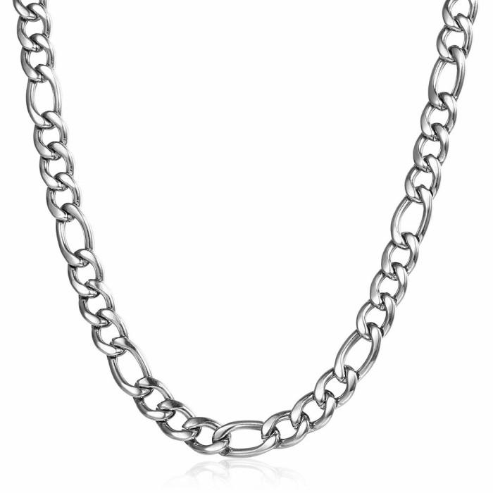 Chains / Necklaces | Men’s chain stainless steel silver color figaro mesh 7mm Chains / Necklaces Chains / Necklaces