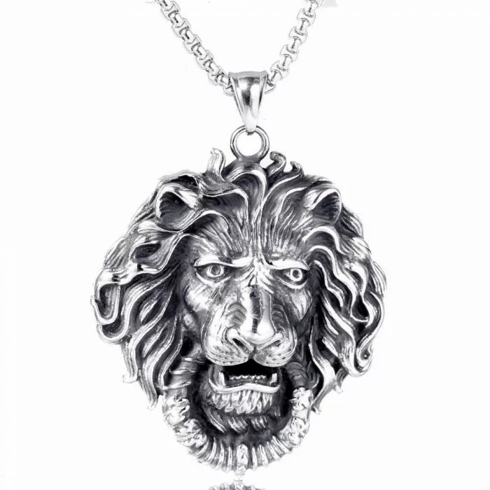 Chains / Necklaces | Men’s large lion head pendant necklace with steel knocker, chain included Chains / Necklaces Chains / Necklaces