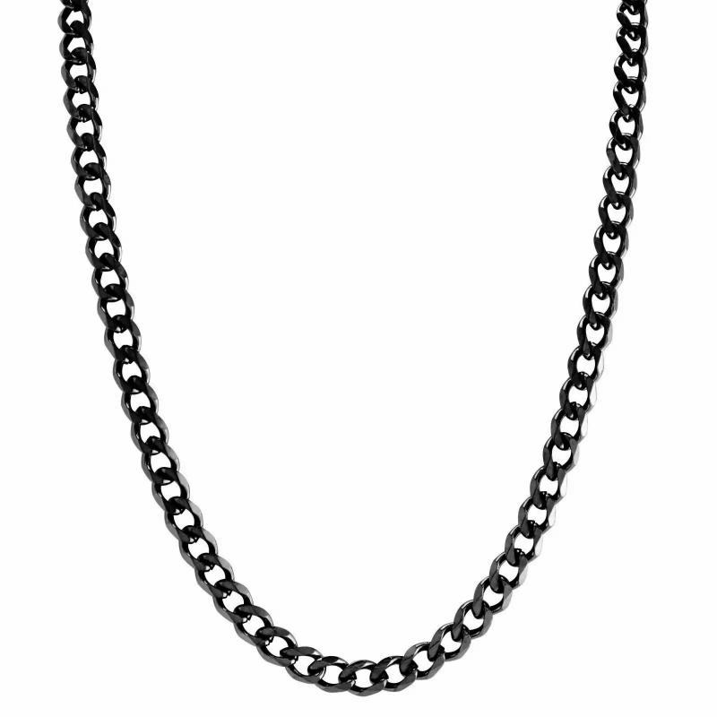 Chains / Necklaces | Men’s stainless steel chain black Cuban mesh bling rapper 60cm 6mm Chains / Necklaces Chains / Necklaces