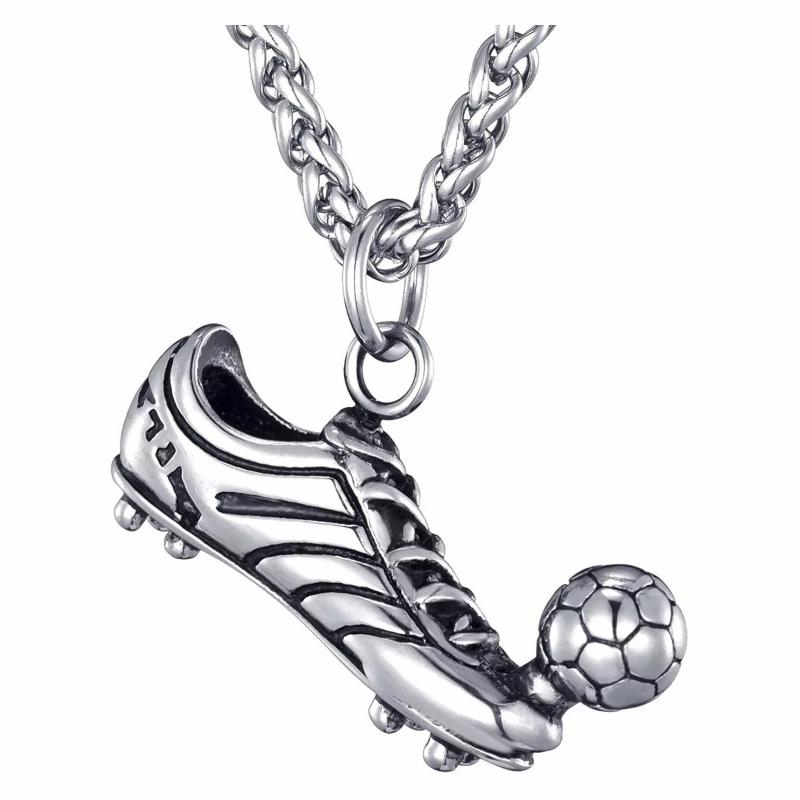 Chains / Necklaces | Men’s steel pendant in the shape of a football ball and cleat and 1 chain Chains / Necklaces Chains / Necklaces