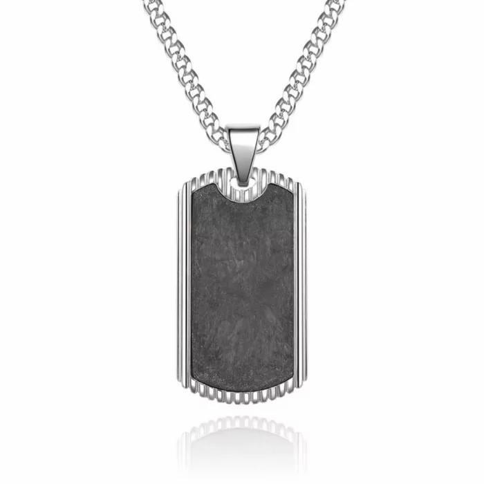 Chains / Necklaces | Men’s steel pendant necklace black military plate carbon charcoal chain included Chains / Necklaces Chains / Necklaces