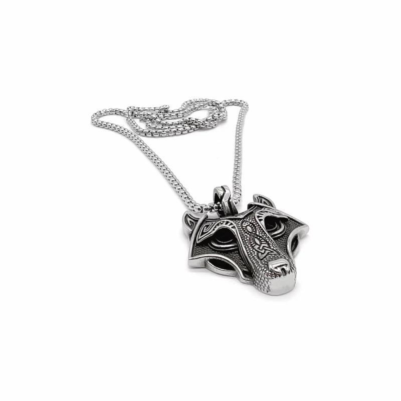 Chains / Necklaces | Men’s wolf fenrir nordic viking steel pendant necklace, chain included Chains / Necklaces Chains / Necklaces