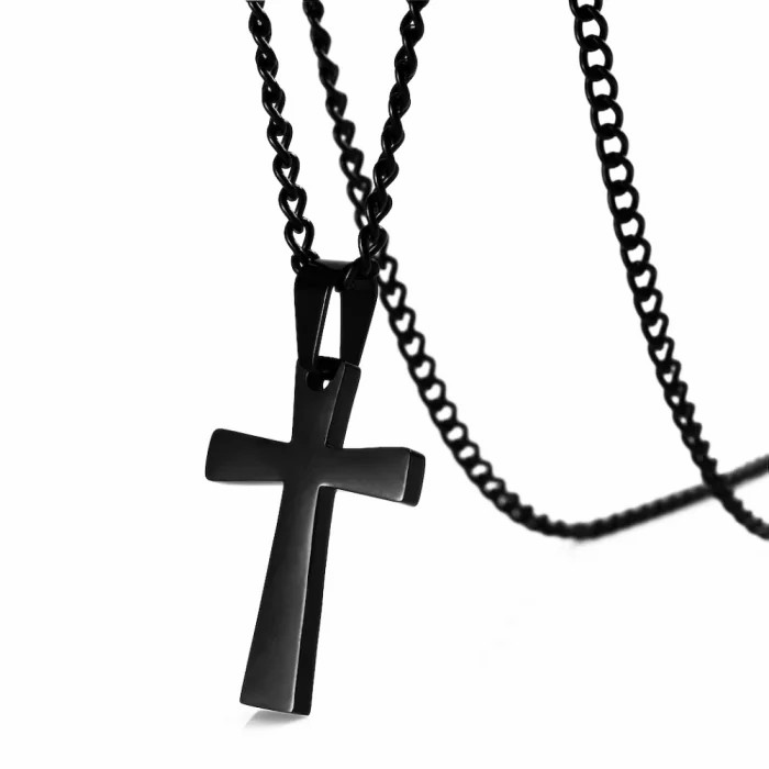 Chains / Necklaces | Necklace With Men’s Cross Pendant Stainless Steel Black Customizable Chains / Necklaces Chains / Necklaces