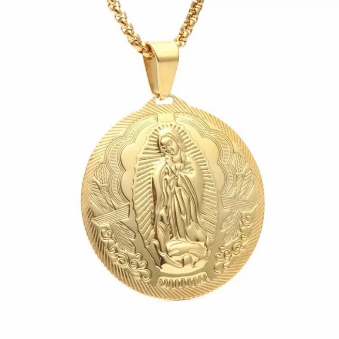 Chains / Necklaces | Virgin Mary miraculous medal pendant necklace for men in fine gold steel Chains / Necklaces Chains / Necklaces