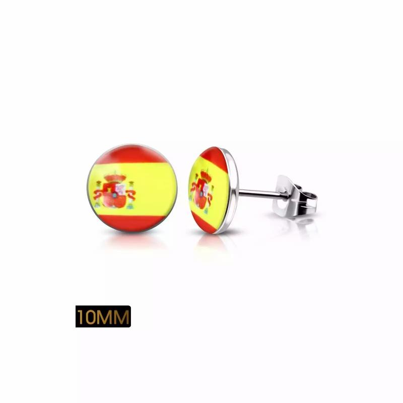 Earrings | Pair of men’s steel and acrylic Spanish flag earrings Earrings Earrings