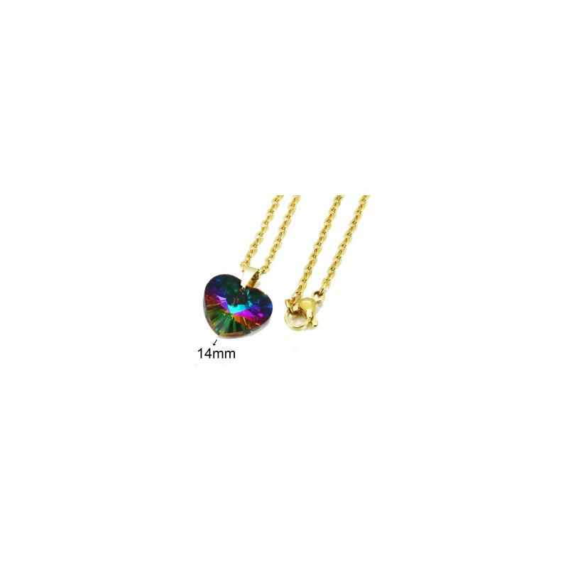 Parures | Party Chain Collar and pendant woman golden steel gold Multicolor crystal Parures Parures