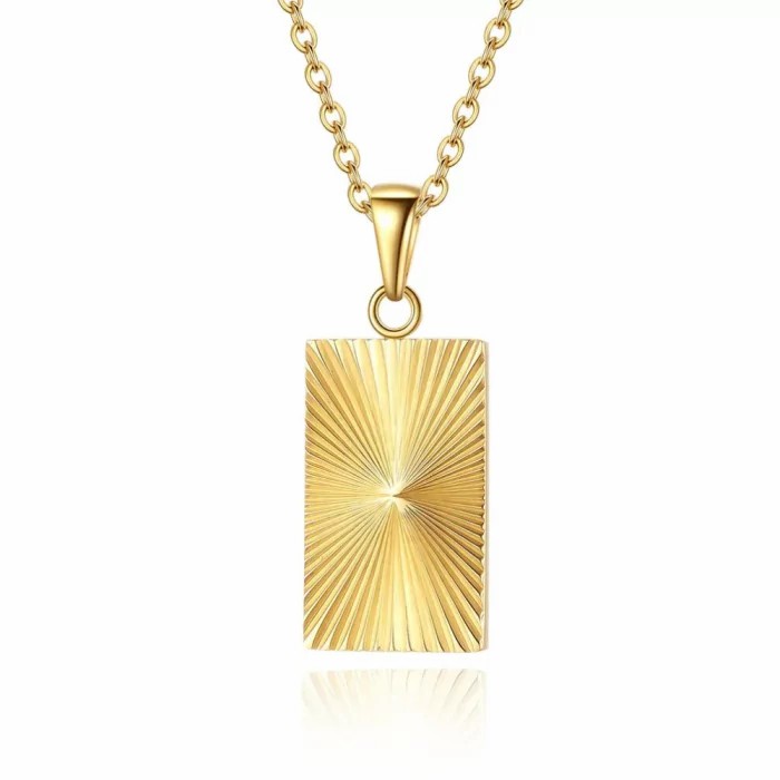 Pendants | Chain and Pendant Women or Men Rectangle Sun Ray Gold Golden Golden Chains / Necklaces Chains / Necklaces