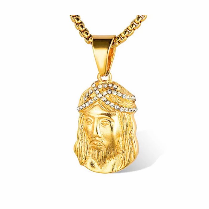 Pendants | Jesus Christ face pendant necklace for men, gilded steel with fine gold, chain included Chains / Necklaces Chains / Necklaces