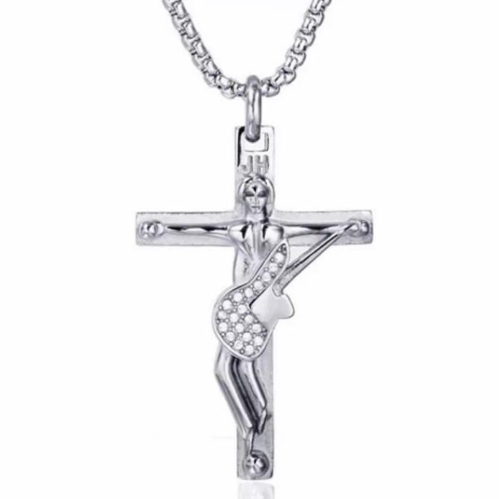 Pendants | Johnny Hallyday cross guitar stainless steel pendant necklace, chain included Chains / Necklaces Chains / Necklaces