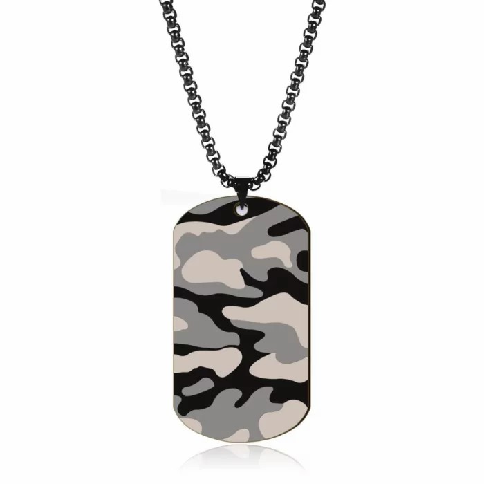 Pendants | Men’s military plate camouflage steel pendant necklace, chain included Chains / Necklaces Chains / Necklaces