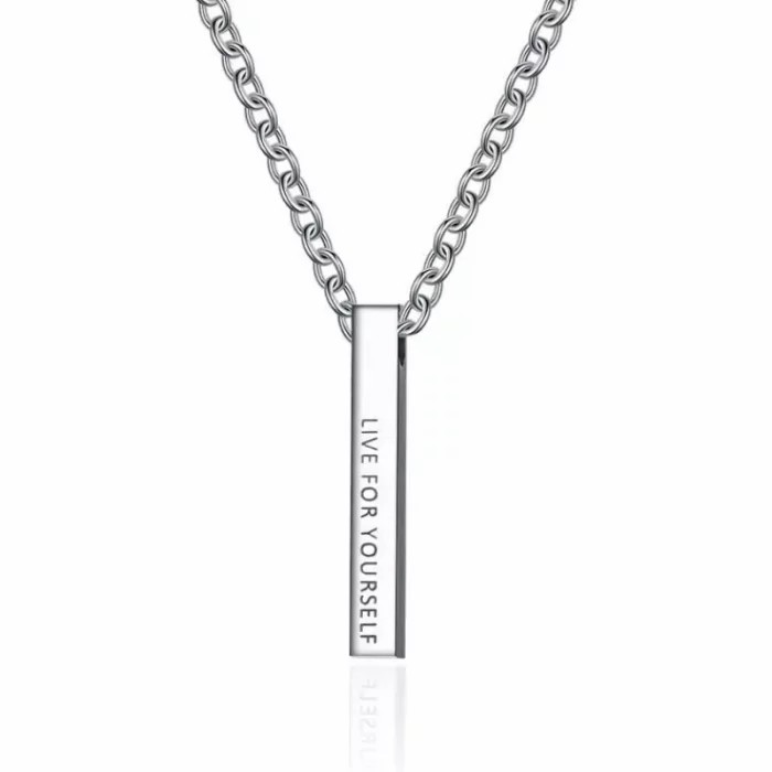 Pendants | Men’s Pendant Necklace Minimalist Stainless Steel Message Live For Yourself Customizable Chains / Necklaces Chains / Necklaces