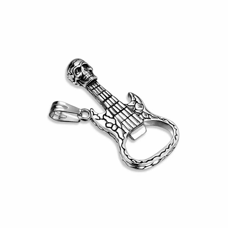 Pendants | Men’s steel pendant necklace guitar skull bottle opener biker chain included Chains / Necklaces Chains / Necklaces