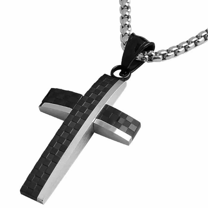 Pendants | Necklace Damier Cross Pendant Men Black Steel Chain Inclusive Chains / Necklaces Chains / Necklaces