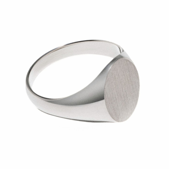 Rings / Wedding rings | copy of Men’s signet ring brushed steel face round top 15mm customizable Mens Jewelry Mens