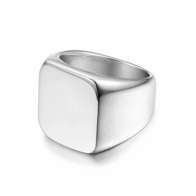 Rings / Wedding rings | Customizable men’s steel signet ring square face biker biker Mens Jewelry Mens