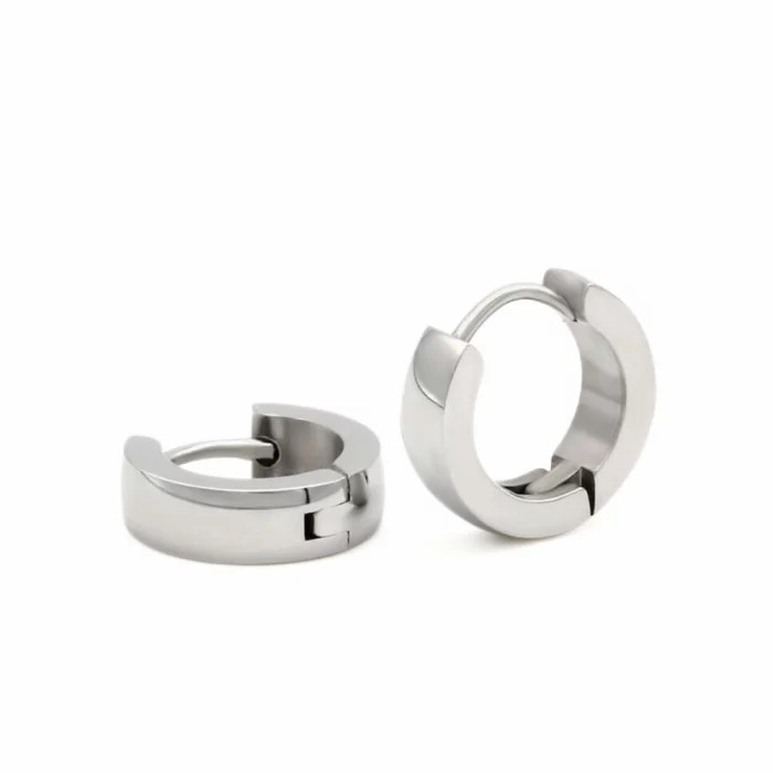 Rings / Wedding rings | Earrings Man Creoles Stainless Steel Plate Silver with Clips Earrings Earrings