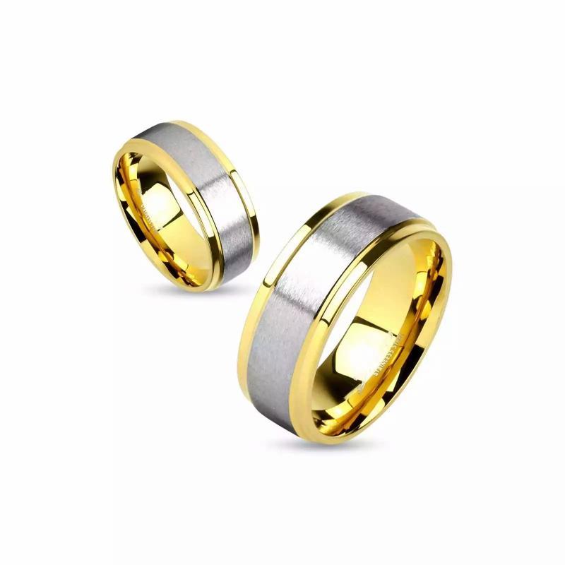 Rings / Wedding rings | Gold engagement ring for men and women with brushed steel band Mens Jewelry Mens