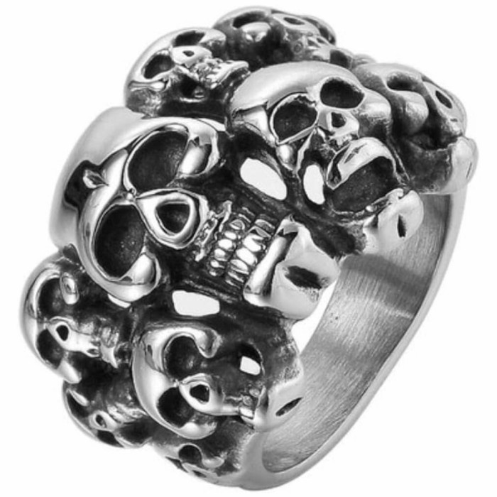 Rings / Wedding rings | Horse Biker Ring Man Stainless Steel Multiple Dead Army Heads Mens Jewelry Mens