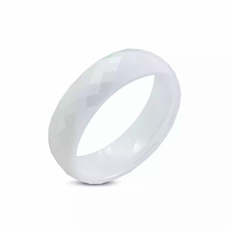 Rings / Wedding rings | Luxury faceted white ceramic engagement ring for women and men Mens Jewelry Mens