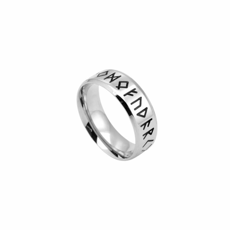 Rings / Wedding rings | Men’s black steel ring alphabet runes viking valhalla Mens Jewelry Mens