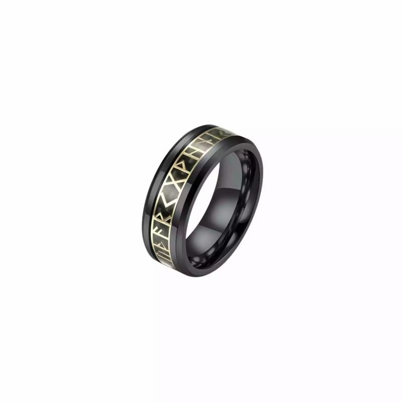 Rings / Wedding rings | Men’s black steel ring ring Nordic Viking runic alphabet Mens Jewelry Mens