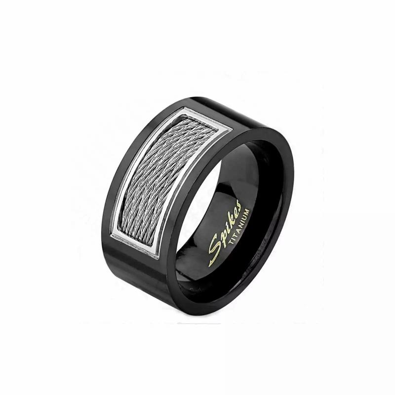 Rings / Wedding rings | Men’s black titanium ring and 5 twisted chic virile steel wires Mens Jewelry Mens