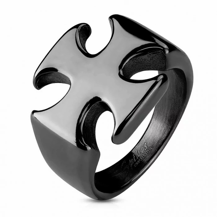 Rings / Wedding rings | Men’s signet ring black steel Celtic iron cross of Malta Mens Jewelry Mens