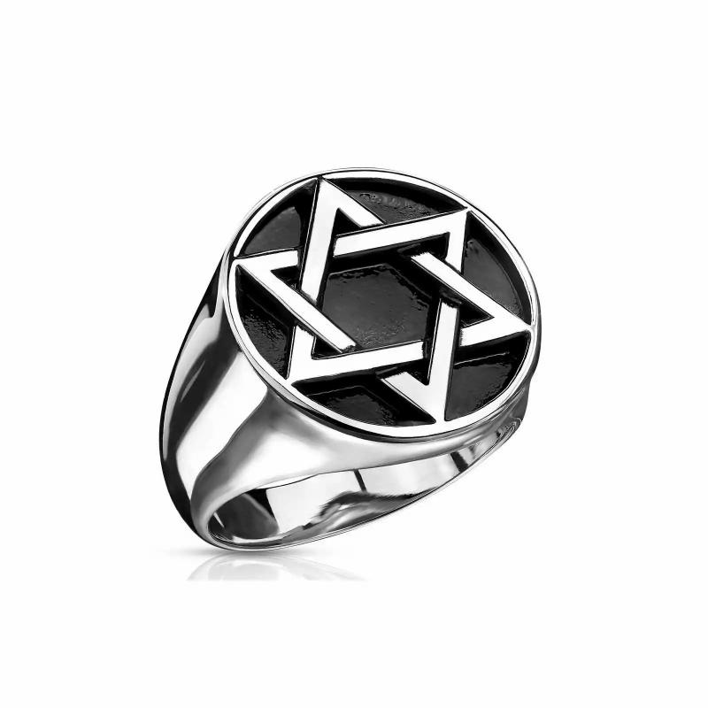 Rings / Wedding rings | Men’s signet ring stainless steel star tray cross of David Mens Jewelry Mens