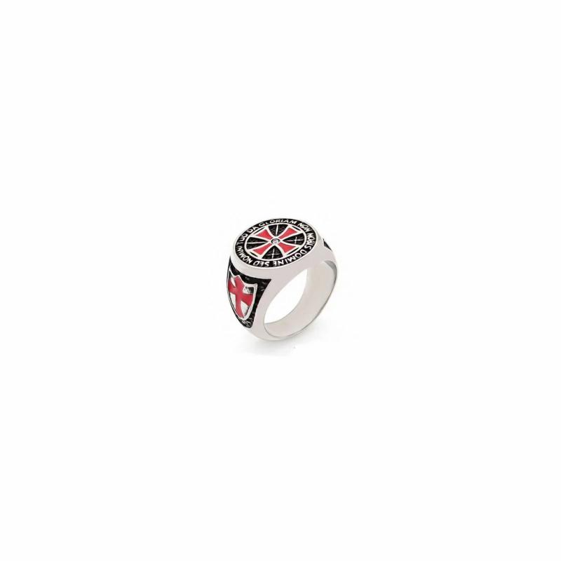 Rings / Wedding rings | Men’s signet ring steel Maltese cross red motto Knight Templar Mens Jewelry Mens