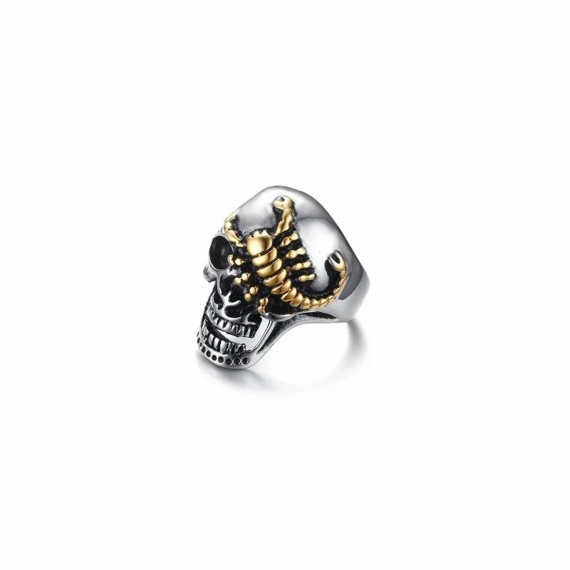 Rings / Wedding rings | Men’s signet ring steel skull scorpion golden gold biker Mens Jewelry Mens