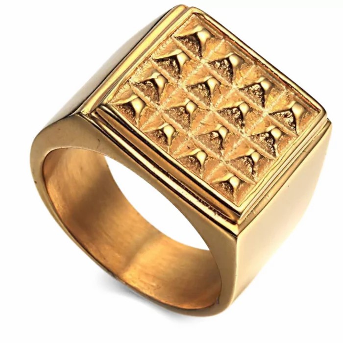 Rings / Wedding rings | Men’s signet ring with diamond points unique design gilded steel with fine gold Mens Jewelry Mens