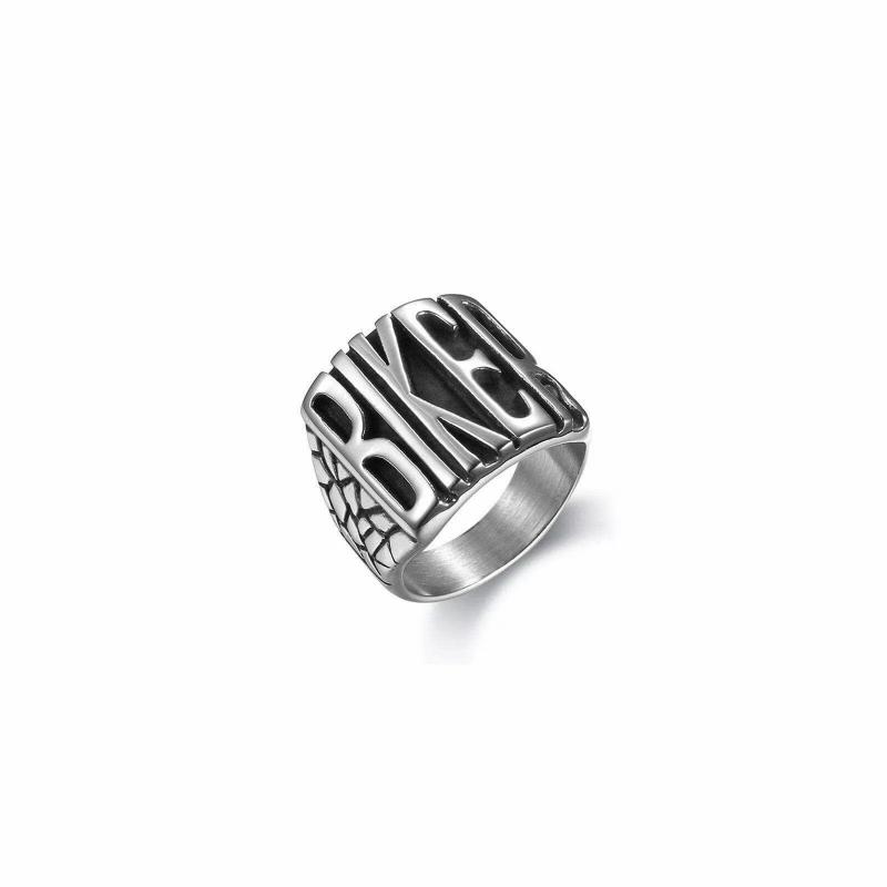 Rings / Wedding rings | Men’s solid steel signet ring in large letter biker size Mens Jewelry Mens