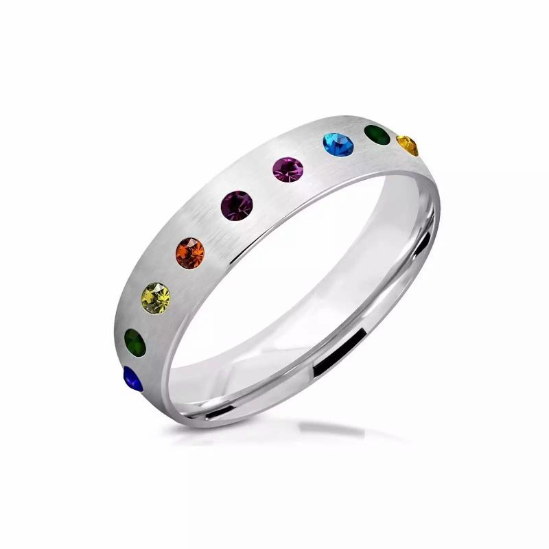 Rings / Wedding rings | Men’s stainless steel multi-colored zircon ring gay pride LGBT Mens Jewelry Mens