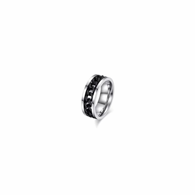 Rings / Wedding rings | Men’s stainless steel ring black chain rotating anti-stress Mens Jewelry Mens