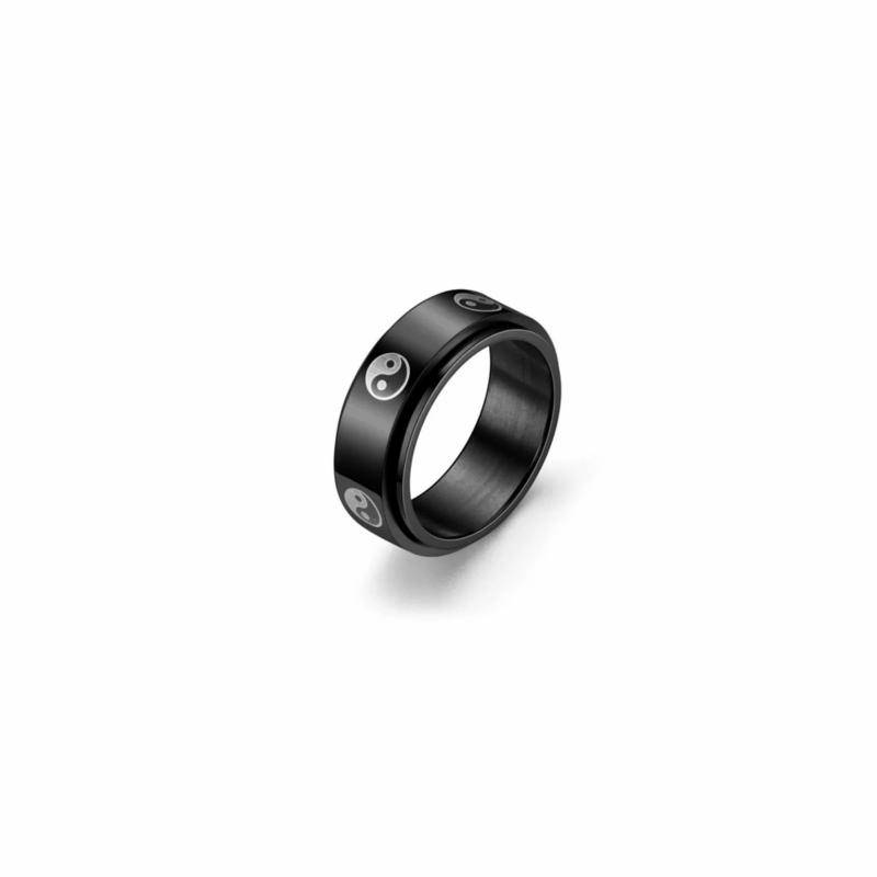 Rings / Wedding rings | Men’s steel ring ring black color rotating anti-stress yin yang Mens Jewelry Mens