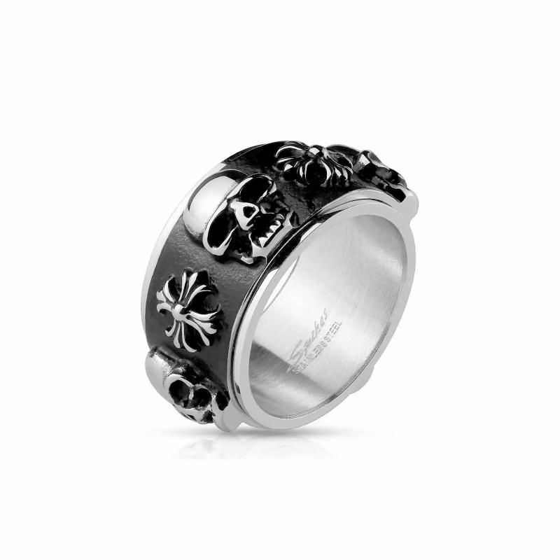 Rings / Wedding rings | Men’s steel ring rotating spin skull Celtic cross biker Mens Jewelry Mens