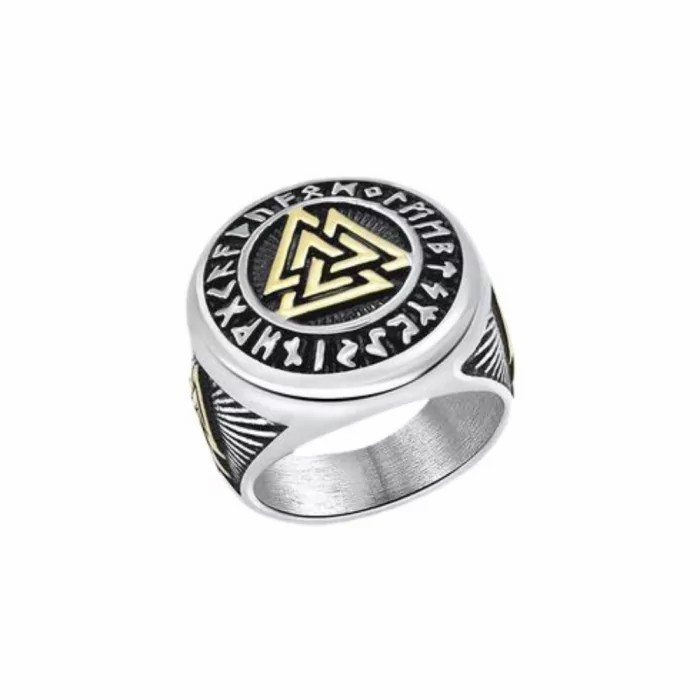 Rings / Wedding rings | Men’s steel signet ring Nordic Viking triangle of Odin Valknut Mens Jewelry Mens