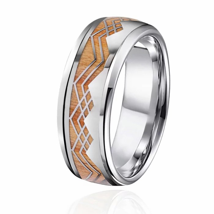 Rings / Wedding rings | Men’s wedding ring ring stainless steel acacia wood Mens Jewelry Mens