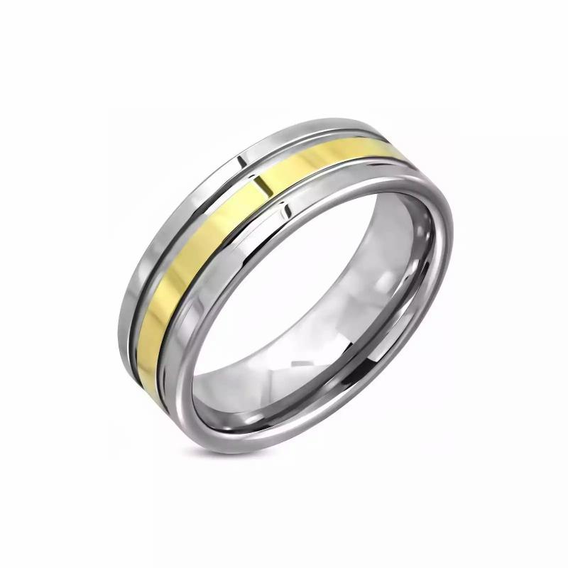 Rings / Wedding rings | Men’s wedding ring with tungsten carbide and gold-plated band Mens Jewelry Mens