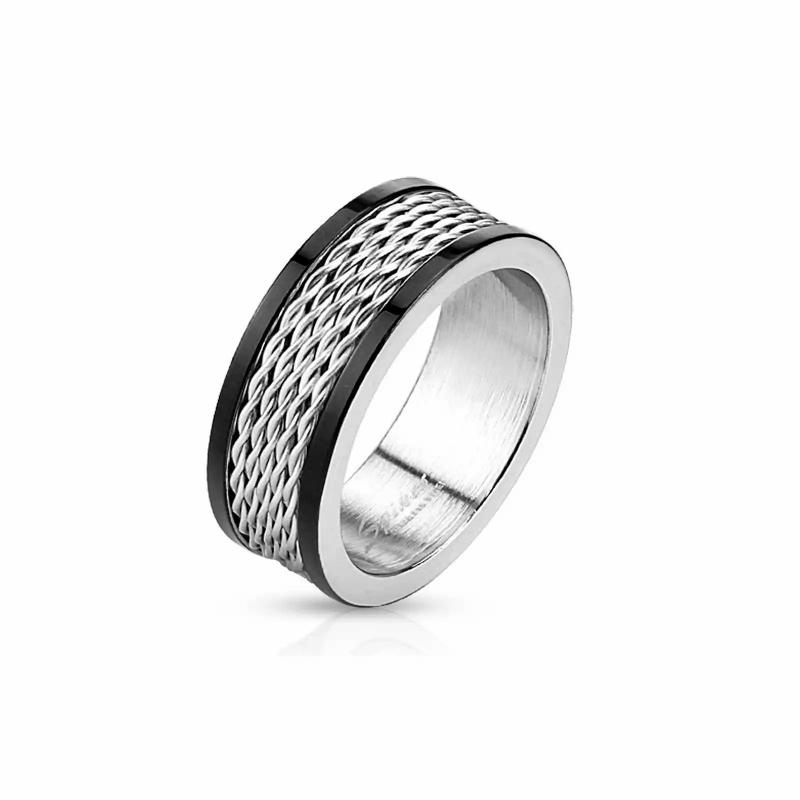 Rings / Wedding rings | Original ring for teenage men in steel mesh and black plated Mens Jewelry Mens