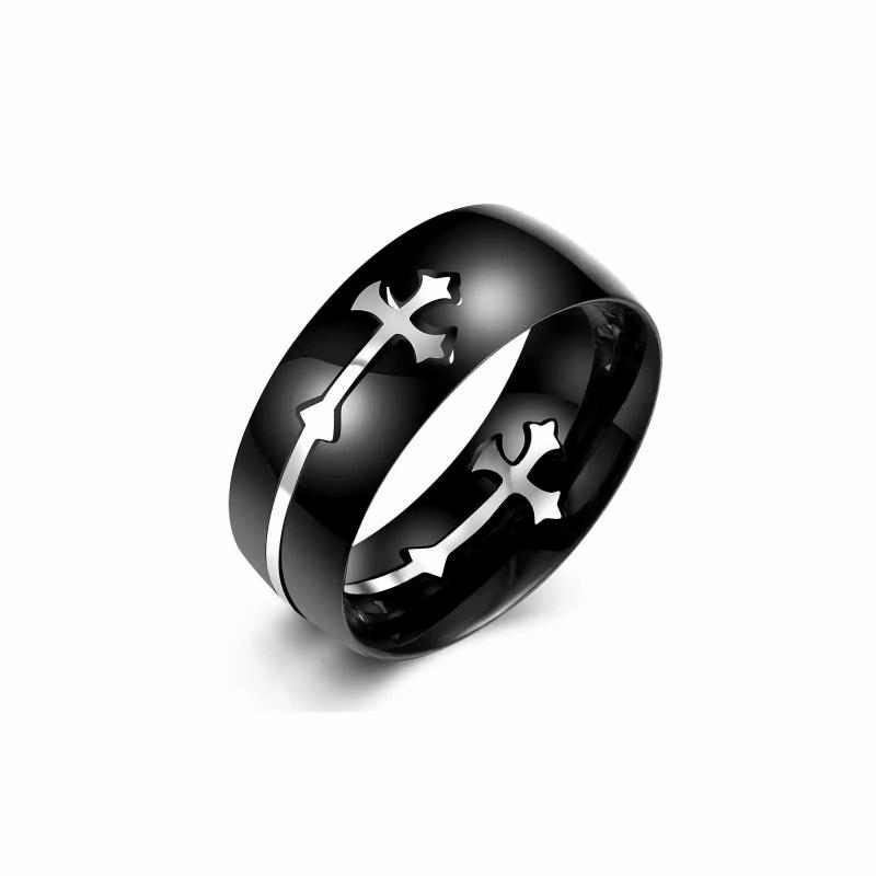 Rings / Wedding rings | Removable silver medieval cross black steel men’s ring ring Mens Jewelry Mens