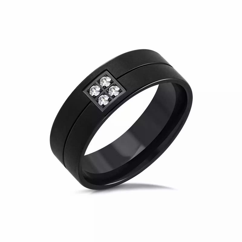 Rings / Wedding rings | Ring engagement ring woman man steel black plating paved zircon Mens Jewelry Mens