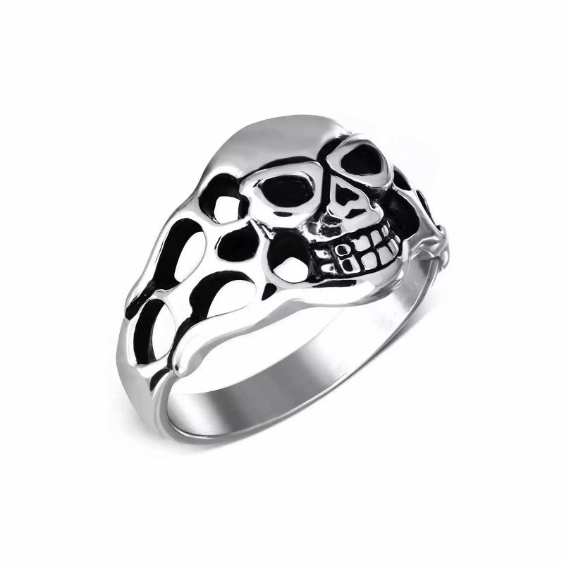 Rings / Wedding rings | Ring for men in steel skull smile carnivorous biker Mens Jewelry Mens