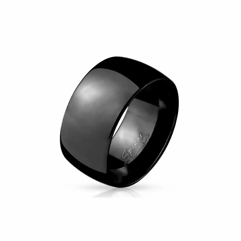 Rings / Wedding rings | Ring for men stainless steel all black large dome 10mm Mens Jewelry Mens