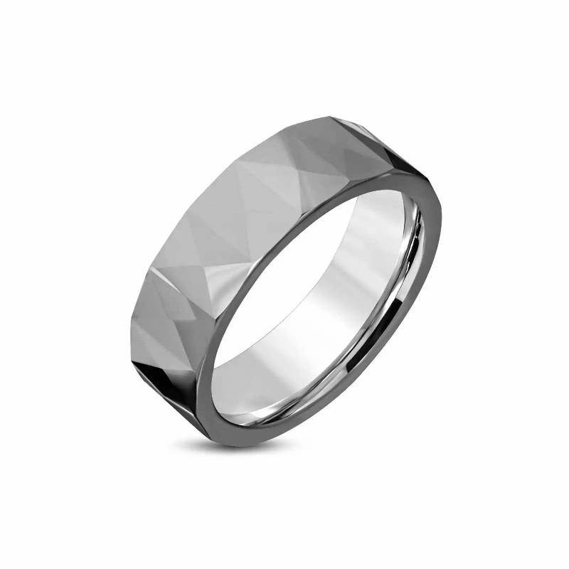 Rings / Wedding rings | Ring for men tungsten faceted carved triangle 6mm Mens Jewelry Mens