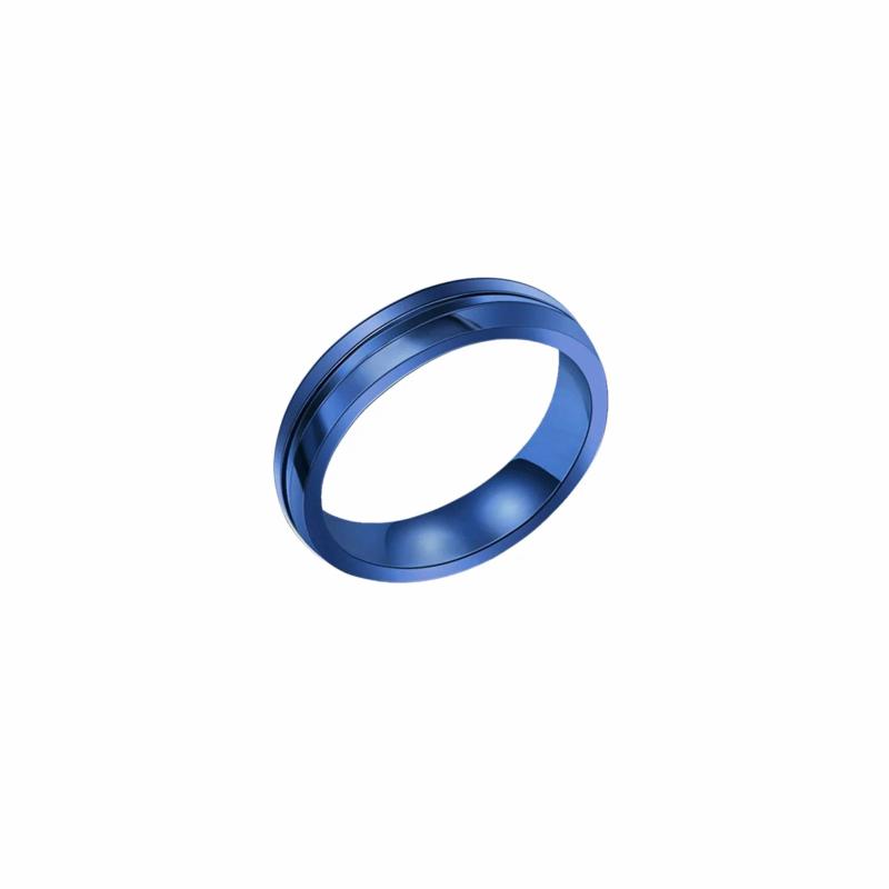 Rings / Wedding rings | Ring men’s steel ring groove central band blue color Mens Jewelry Mens