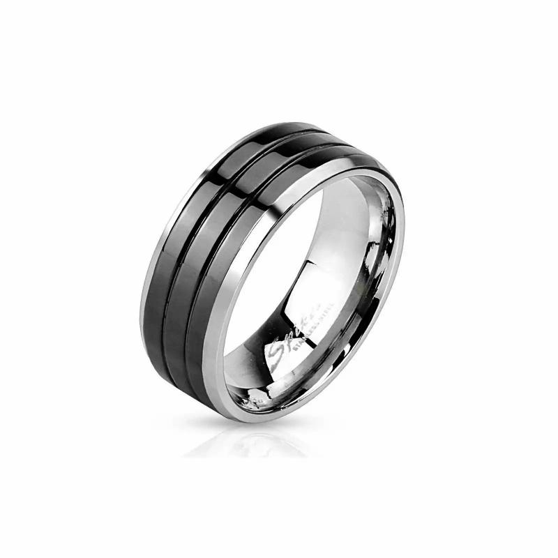 Rings / Wedding rings | Ring ring for men stainless steel band black grooves Mens Jewelry Mens